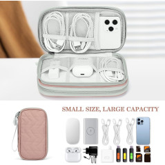 FYY Pink Quilted Travel Tech Pouch & Electronic Cable Organizer
