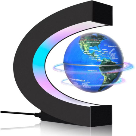 Globe Magnétique Flottant LED, Lampe Globe Terre Bureau Cadeau Tech Homme Fille Ados