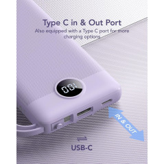 VRURC 10000mAh Portable Charger with 4 Built-in Cables - Flight-Safe Power Bank
