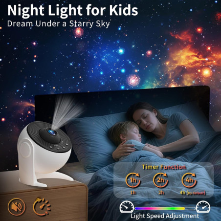Projecteur Galaxy FlyLily 13-en-1 avec Système Solaire, Constellations & Rotation 360° pour Chambre