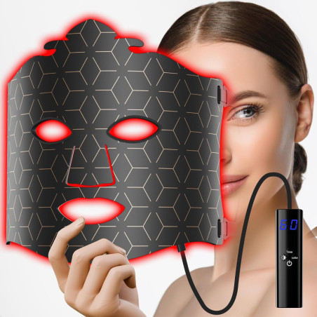 Masque LED visage 7-1 sans fil, lumière rouge, silicone noir