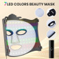Masque LED Visage 7-en-1 Couleurs, Silicone Sans Fil, Lumière Rouge, Usage Salon et Domicile, Noir. Masque LED Visage 7-en-1 Couleurs, Silicone Sans Fil, Lumière Rouge, Usage Salon et Domicile, Noir.