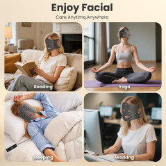 Masque LED visage 7-1 sans fil, lumière rouge, silicone noir
