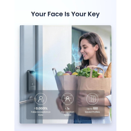 SwitchBot Lock Vision Pro - Serrure intelligente avec reconnaissance 3D, empreinte digitale, sans clé, WiFi, Apple Home, Alexa,