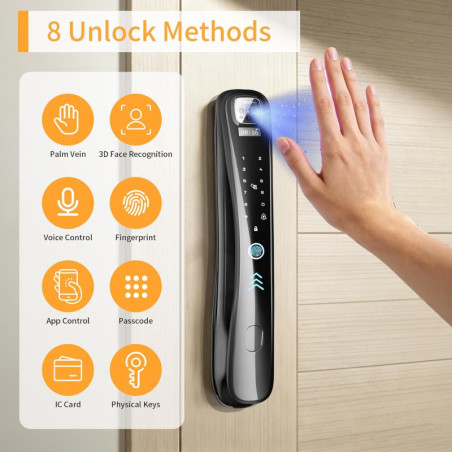 EIYSIE 8-in-1 WiFi Smart Lock with Camera Video Doorbell, Keyless Deadbolt Security System