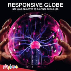 7-Inch Red Plasma Ball Tesla Coil Lamp - Static Electricity Globe for STEM Education