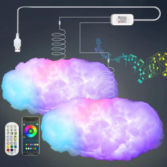 ZOKON 2PCS 3D Big Cloud Lightning Light Kit, Music Sync, Multicolor, Wireless Remote & APP Control
