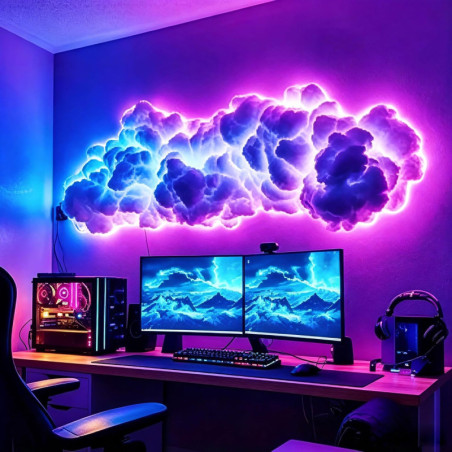 FUSLITE 3D Thundercloud RGB Ceiling LED Light, 11.5FT Cloud Design, Color Changing Ambient Lamp