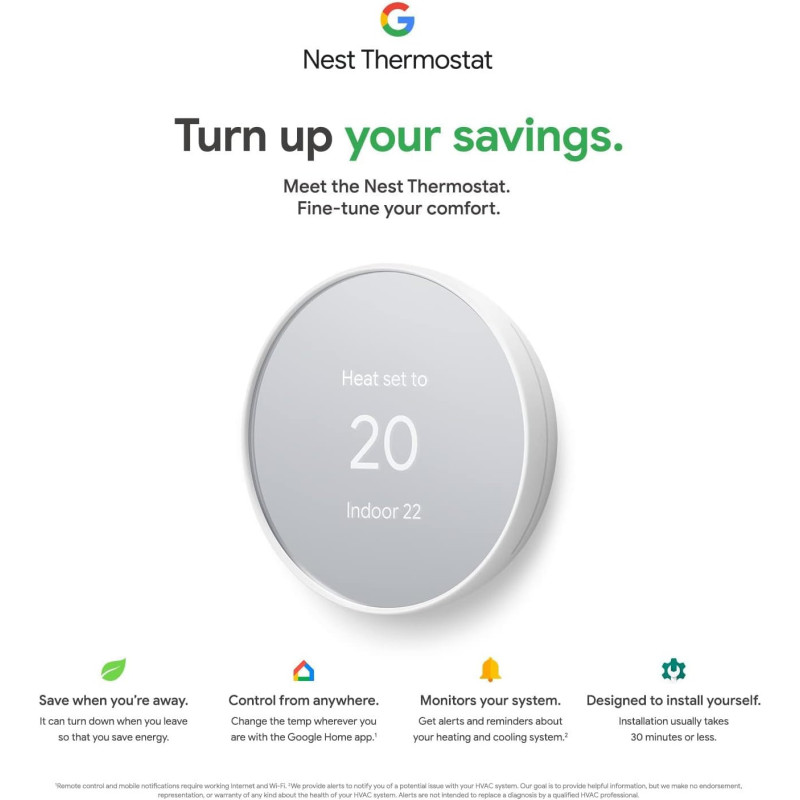 Google Nest Thermostat Charcoal - Thermostat WiFi Programmable