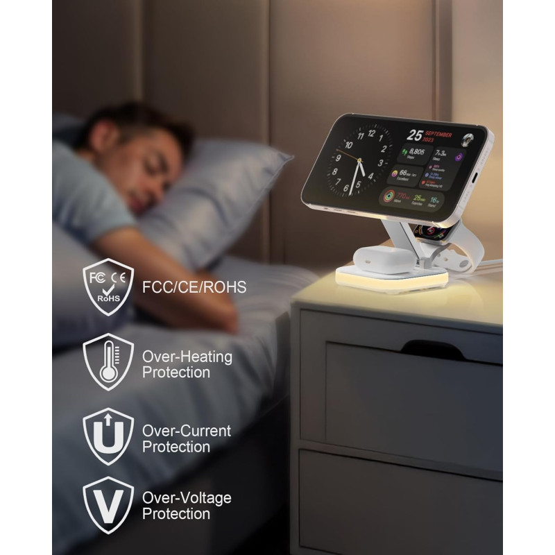 Support de Charge Sans Fil 5-en-1 Magnétique pour MagSafe