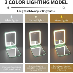 Kintion LED Pocket Mirror 1X/3X Magnification, Cyan Compact Mirror