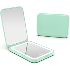 Kintion Miroir de Poche LED 3 Couleurs Cyan Compact