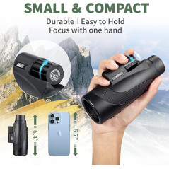 Gosky Titan 12x50 Monoculaire Puissant avec Adaptateur Téléphone pour Adultes
