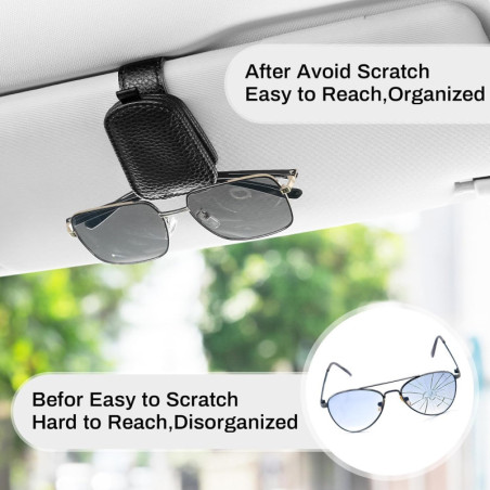 Support Lunettes Voiture Magnétique SINGARO Noir - 2PCS