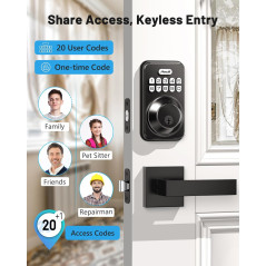 Serrure Zowill Sans Clé Mat Noir avec Poignées - Keypad
