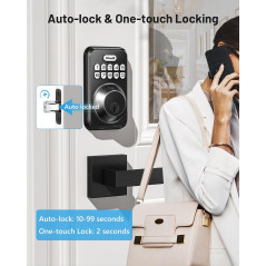 Zowill Matte Black Keyless Entry Deadbolt Lock with Handles