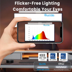 Quntis Monitor Light Bar Pro White - Eye-Care USB Lamp, No Glare, Stepless & Auto Dimming, Dual Control