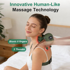 Cordless 4D Neck Massager with Heat & Bionic Fingers – Deep Tissue Relief