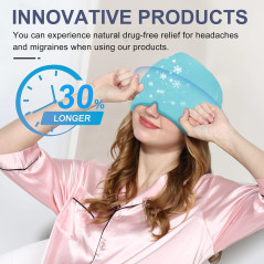 Migraine Relief Cap - Gel Ice Head Wrap for Hot & Cold Therapy, Sinus, Puffy Eyes, Tension & Stress (Blue)