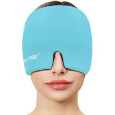 Migraine Relief Cap - Gel Ice Head Wrap for Headache & Eye Stress (Blue)