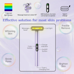 7-in-1 Light Therapy Wand: Red & Blue LED Face & Eye Massager Tool