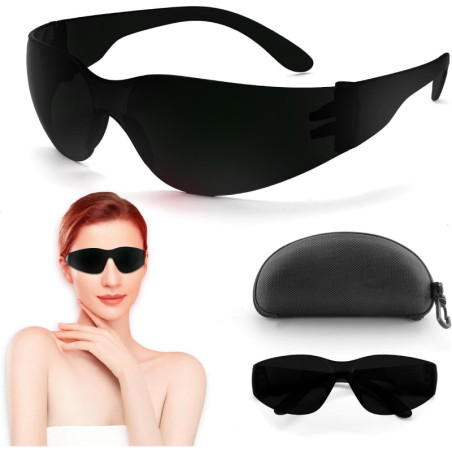 Red Light Therapy Glasses for Eye Protection, IPL Laser Cosmetology Goggles 600-900nm with Case (Black)