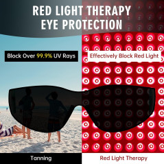 Lunettes Thérapie Lumière Rouge 600-900nm avec Étui Noir