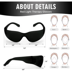 Lunettes Thérapie Lumière Rouge 600-900nm avec Étui Noir