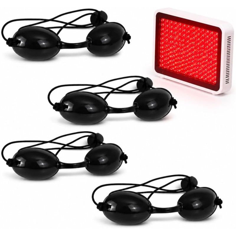 4 Pack Red Light Therapy Glasses – Adjustable Clear Safety Goggles