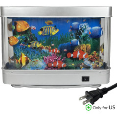 Tokenkuko Mini Aquarium Décoratif avec Poissons Artificiels Mouvants, Veilleuse Tropicale (US Plug)