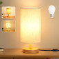 Lampe de Bureau Classique Bois avec Abat-jour en Lin, Ampoule LED Incluse, pour Chevet ou Bureau Lampe de Bureau Classique Bois avec Abat-jour en Lin, Ampoule LED Incluse, pour Chevet ou Bureau