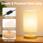 Lampe de Bureau Classique Bois avec Abat-jour en Lin, Ampoule LED Incluse, pour Chevet ou Bureau Lampe de Bureau Classique Bois avec Abat-jour en Lin, Ampoule LED Incluse, pour Chevet ou Bureau