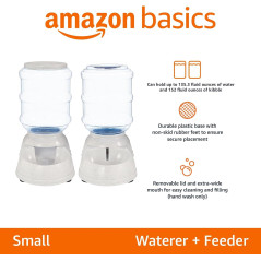 Distributeur automatique d'eau et nourriture Amazon Basics pour chat et chien, 2 pièces, facile à nettoyer