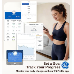 GE Smart Scale 3-in-1 LED Display | Body Weight, Fat & BMI, 11-inch
