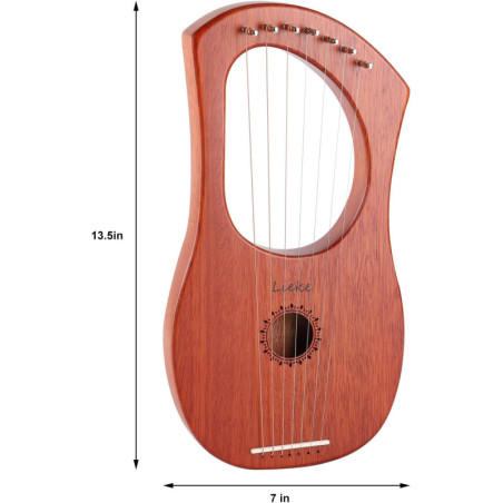 LIEKE 7-String Lyre Harp Instrument for Beginner Adults – Easy to Play, Portable Design