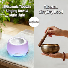 eSynic Portable Tibetan Singing Bowl: 38 Sounds, 30h Playback & Timer
