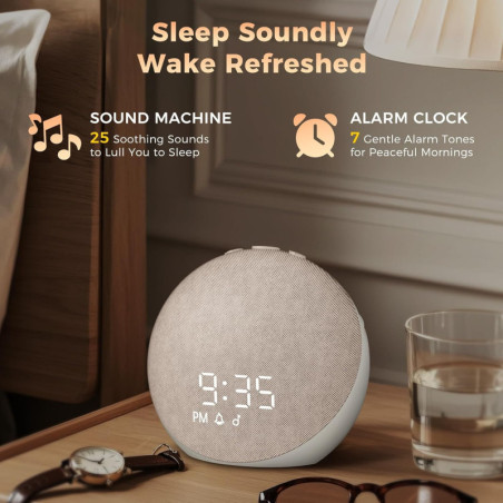 Sound Machine Alarm Clock for Bedroom with 25 Natural Sleep Sounds & Soothing Alarm Options