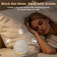 Sound Machine Alarm Clock with 25 Natural Sleep Sounds for Bedroom