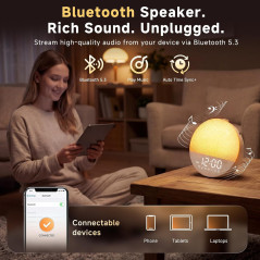 Geuuap Sunrise Alarm Clock with Natural Wake-Up Light & White Noise Machine, Khaki