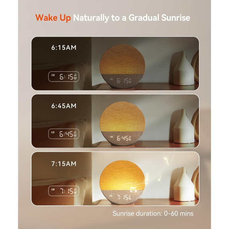 Dreamegg Sunrise Alarm Clock with Natural Light & White Noise Machine
