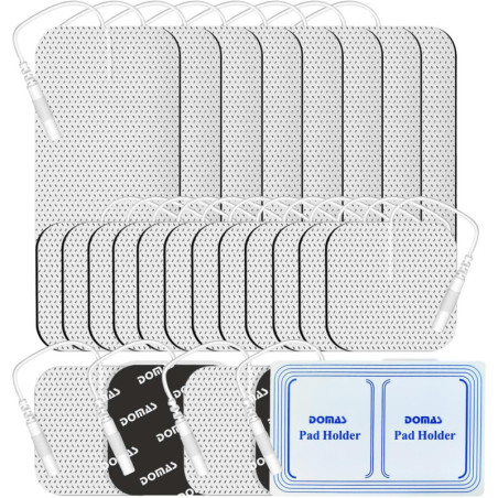DOMAS Lot de 24 Électrodes TENS 2x2 & 2x4 avec Support, Sans Latex, Compatible TENS 7000/AUVON/Etekcity
