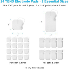 DOMAS 24 Pack TENS Pads 2x2 & 2x4 with Holder for 2mm Pin Units