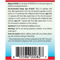 MigreLief-Now Fast-Acting Formula - Migraine & Headache Support, 60 Veg Caps