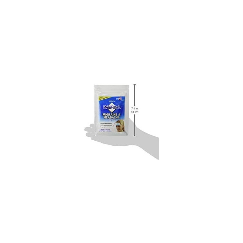 Patch Rafraîchissant WellPatch Migraine - 12h, 4 Grandes Pièces
