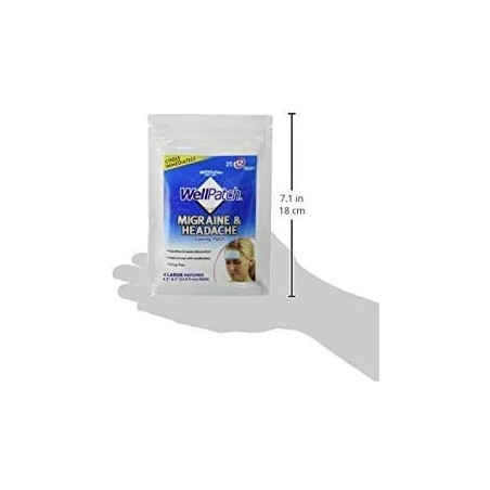 Patch Rafraîchissant WellPatch Migraine - 12h, 4 Grandes Pièces