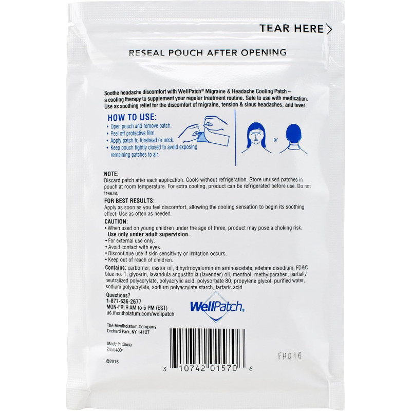 Patch Rafraîchissant WellPatch Migraine 12h - Sans Médicaments