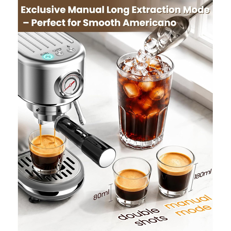 Atatix Machine Espresso 20 Bars avec Moussiseur de Lait