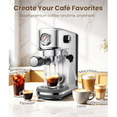 Atatix Machine Espresso 20 Bars avec Moussiseur de Lait