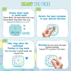 HIPPIH 60-Minute Silent Visual Timer for Kids – Countdown Time Management Tool