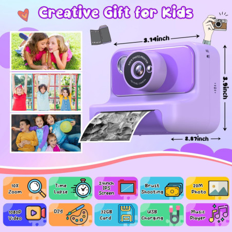 Kids Instant Print Camera – Perfect Christmas & Birthday Gift for Boys and Girls